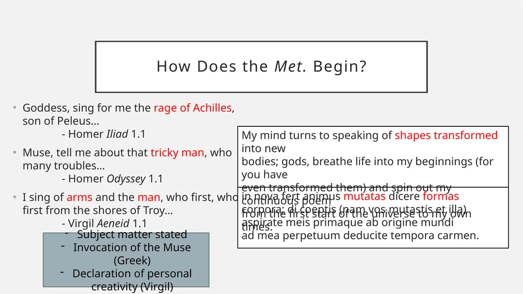 Transforming Epic: Ovid’s Metamorphoses and the - slide 9 of 23