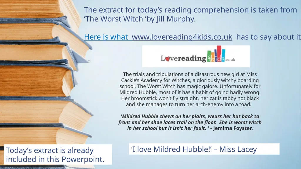 Tuesday 16th June 2020 Reading The extract for - slide 2 of 13