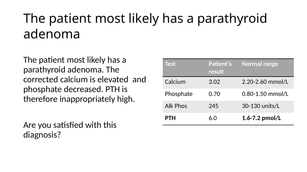 A diagnostic framework for hypercalcaemia Dr. Mark - slide 13 of 19