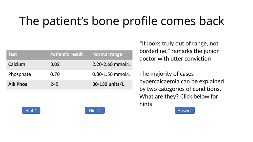A diagnostic framework for hypercalcaemia Dr. Mark - slide 6 of 19