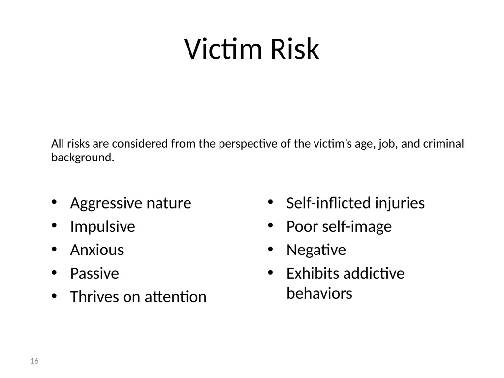 Criminal Profiling 2 Introduction—Vocabulary - slide 16 of 52
