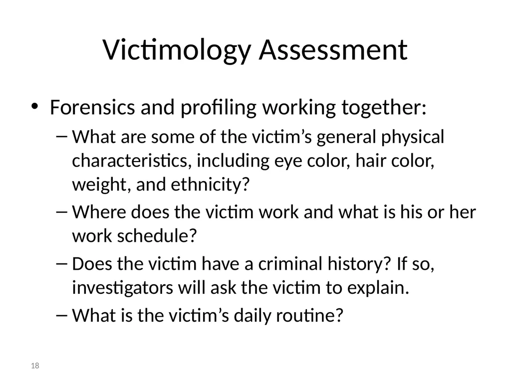 Criminal Profiling 2 Introduction—Vocabulary - slide 18 of 52