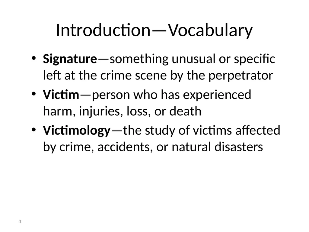 Criminal Profiling 2 Introduction—Vocabulary - slide 3 of 52