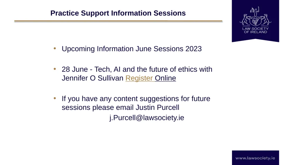 Law Society Practice Information Session: - slide 19 of 20