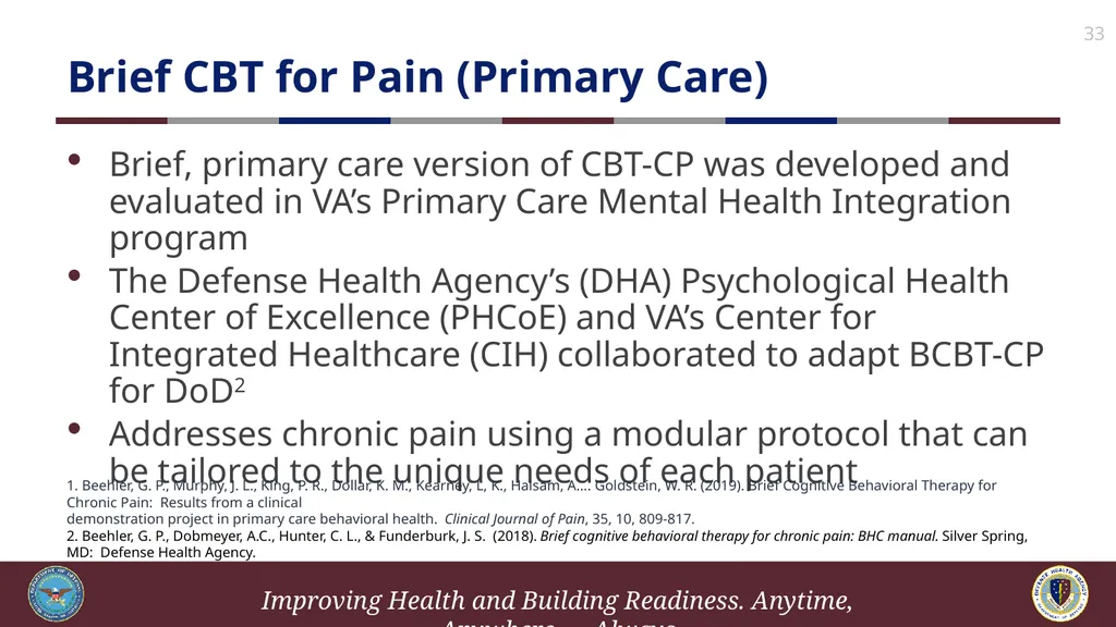 Brief Cognitive Behavioral Therapy for Pain - slide 33 of 178
