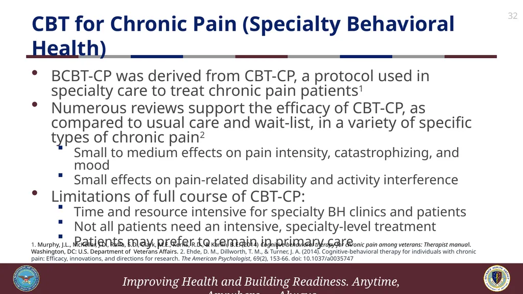 Brief Cognitive Behavioral Therapy for Pain - slide 32 of 178