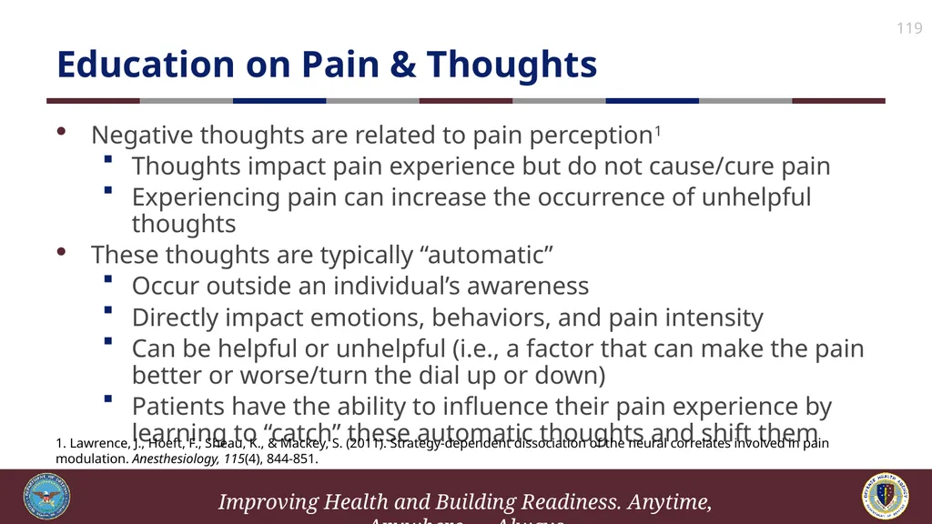 Brief Cognitive Behavioral Therapy for Pain - slide 119 of 178