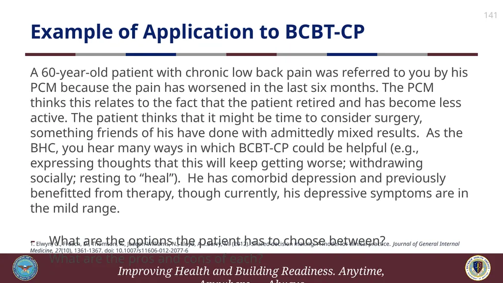 Brief Cognitive Behavioral Therapy for Pain - slide 141 of 178