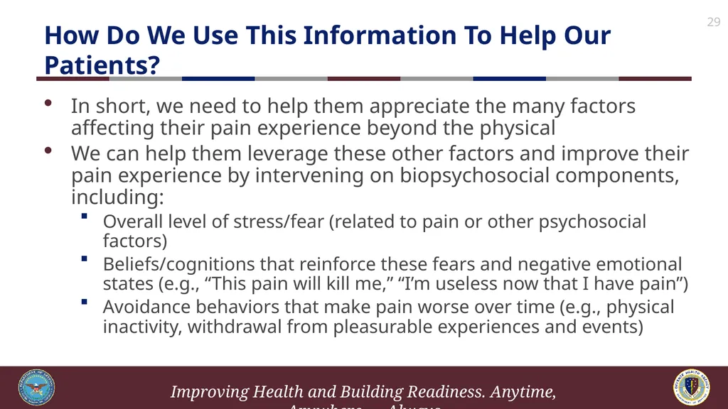 Brief Cognitive Behavioral Therapy for Pain - slide 29 of 178