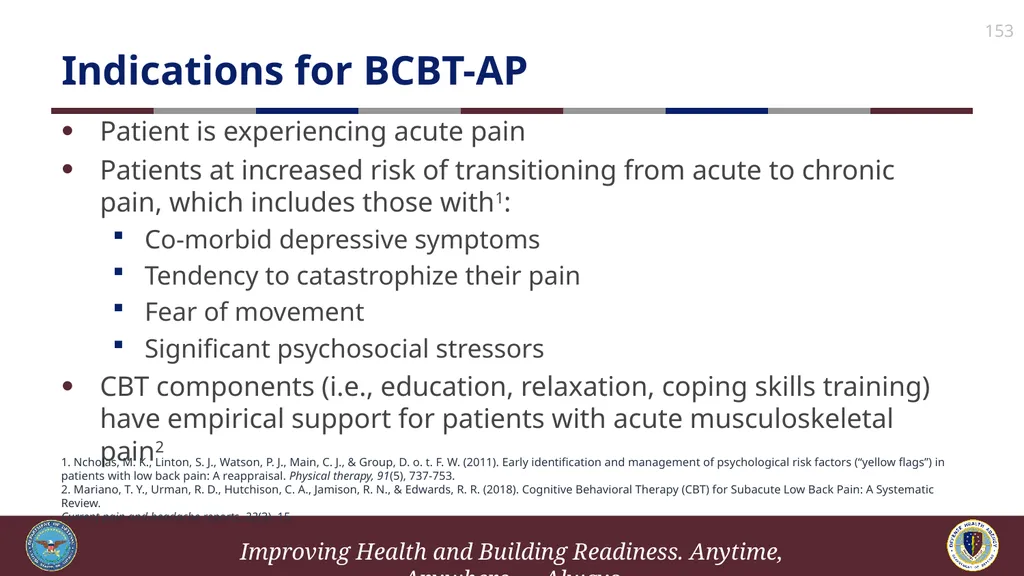Brief Cognitive Behavioral Therapy for Pain - slide 153 of 178