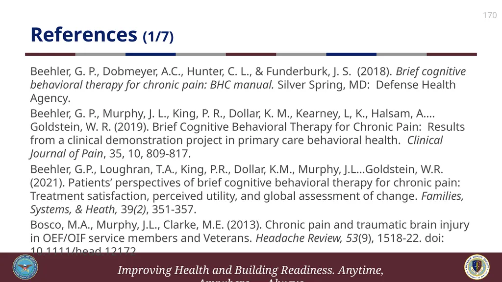 Brief Cognitive Behavioral Therapy for Pain - slide 170 of 178