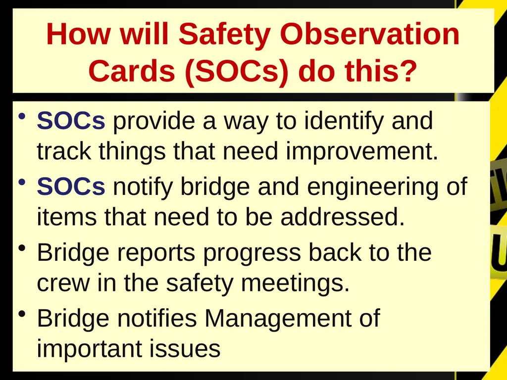 Safety Observation Cards A TDI Tool for - slide 6 of 21