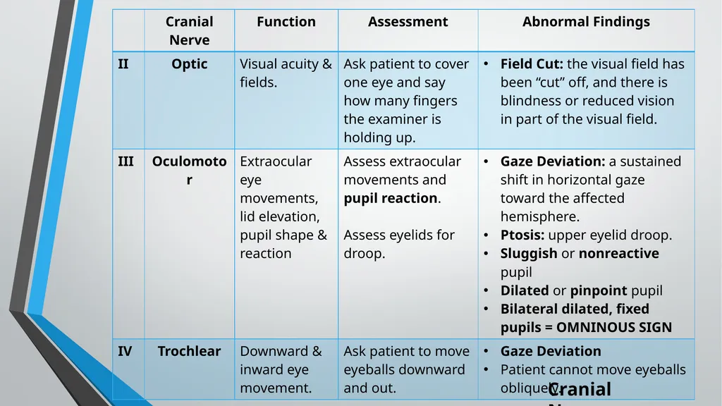 Neurological Assessment Overview By: Aliyah - slide 24 of 49
