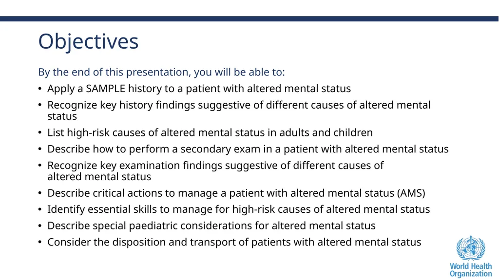 Altered Mental Status Basic Emergency Care Course - slide 2 of 77