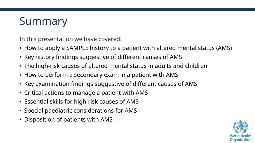 Altered Mental Status Basic Emergency Care Course - slide 77 of 77