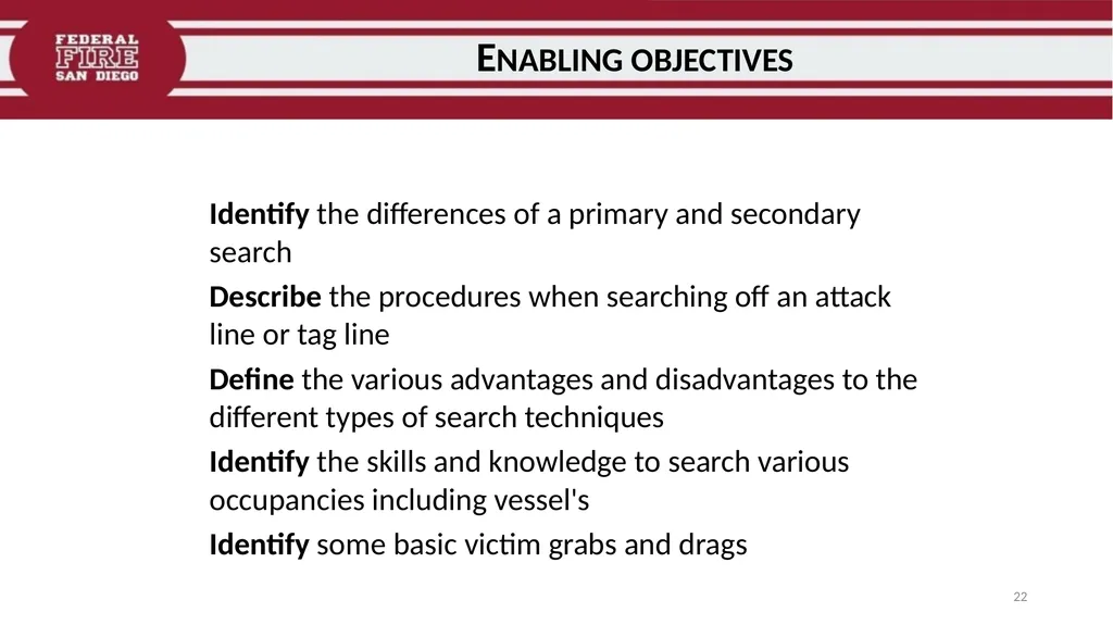 PRIMARY & SECONDARY SEARCH PROCEDURES FFDSD - slide 22 of 24