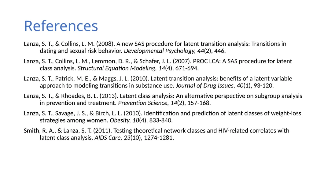 An Introduction to Latent Class Analysis (LCA) - slide 33 of 33