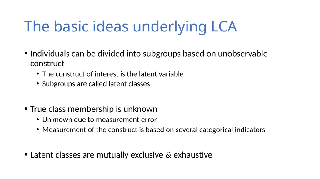 An Introduction to Latent Class Analysis (LCA) - slide 6 of 33