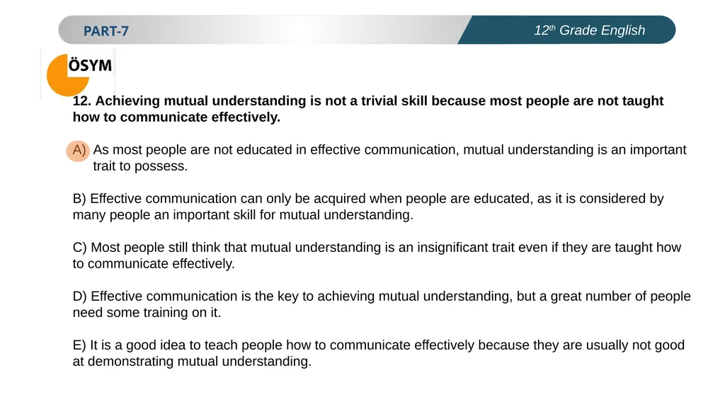 ENGLISH PREPERATION FOR UNIVERSITY ENTRANCE EXAM - slide 13 of 14