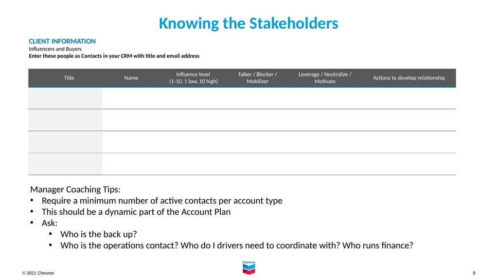 Account Planning for Chevron Lubricant Marketers - slide 8 of 18