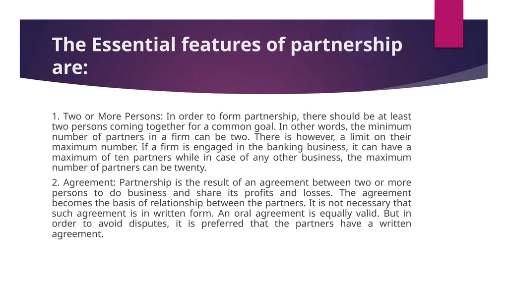 Nature of Partnership When two or more persons - slide 3 of 5