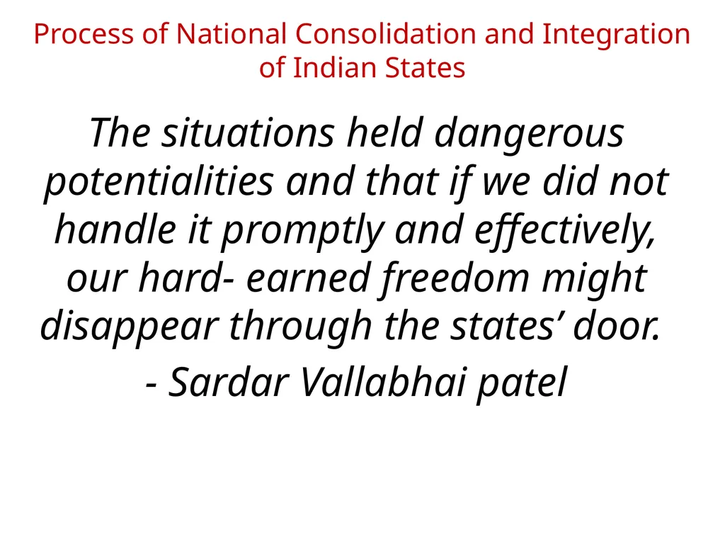 Process of National Consolidation and Integration