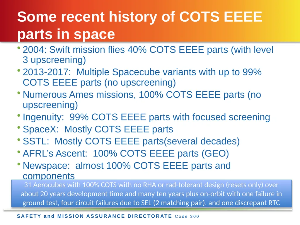 Jesse Leitner, Chief SMA Engineer, NASA GSFC Jesse - slide 24 of 39