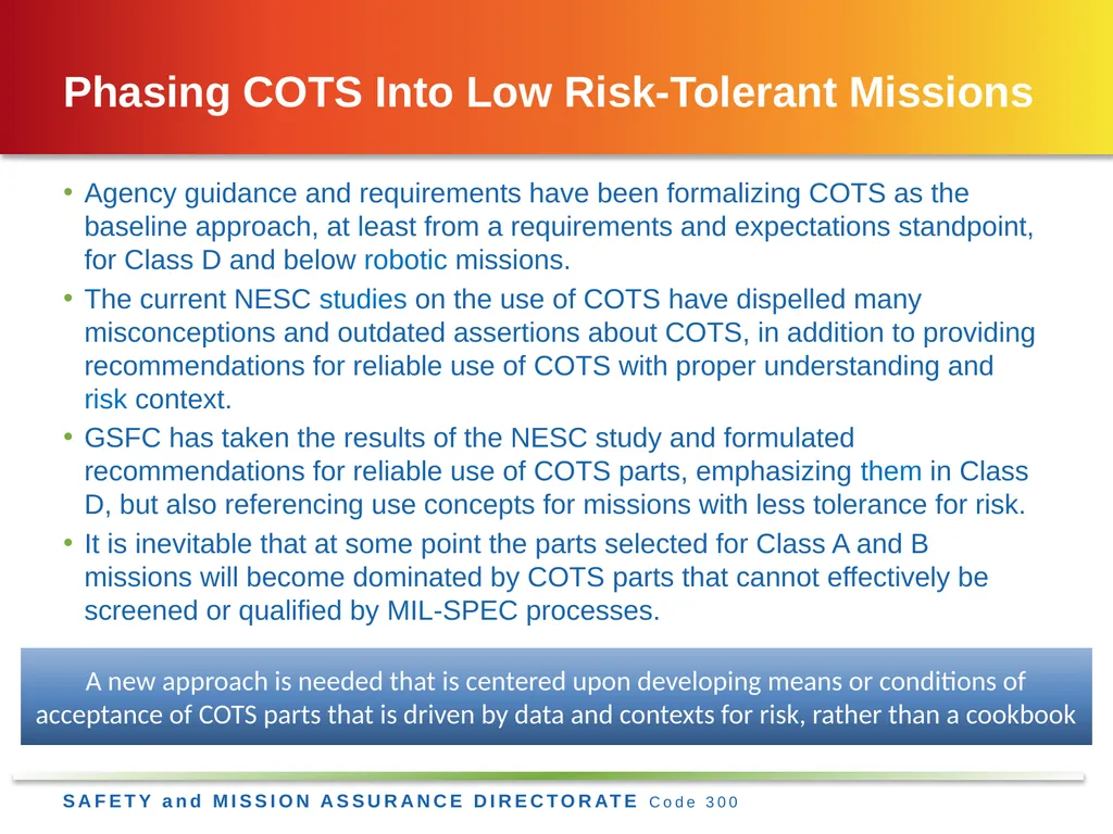 Jesse Leitner, Chief SMA Engineer, NASA GSFC Jesse - slide 28 of 39