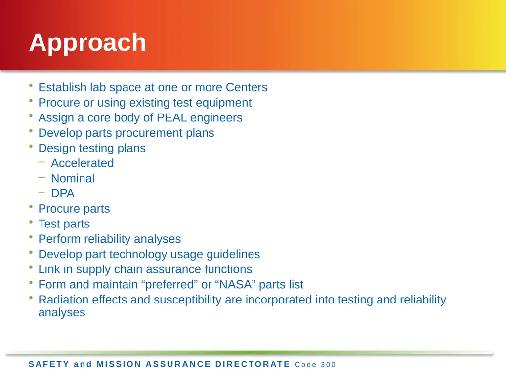 Jesse Leitner, Chief SMA Engineer, NASA GSFC Jesse - slide 36 of 39
