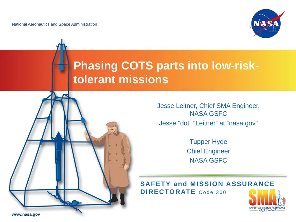 Jesse Leitner, Chief SMA Engineer, NASA GSFC Jesse - slide 1 of 39