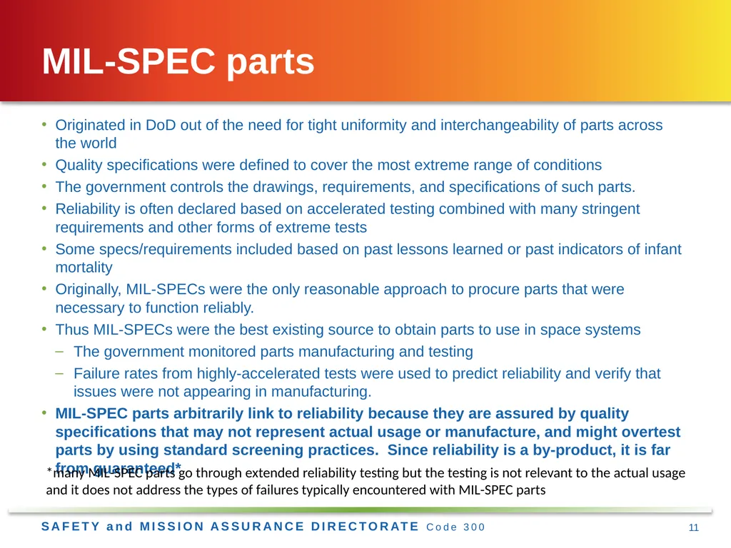 Jesse Leitner, Chief SMA Engineer, NASA GSFC Jesse - slide 11 of 39