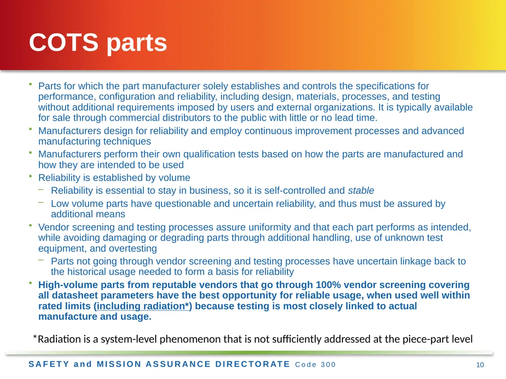 Jesse Leitner, Chief SMA Engineer, NASA GSFC Jesse - slide 10 of 39