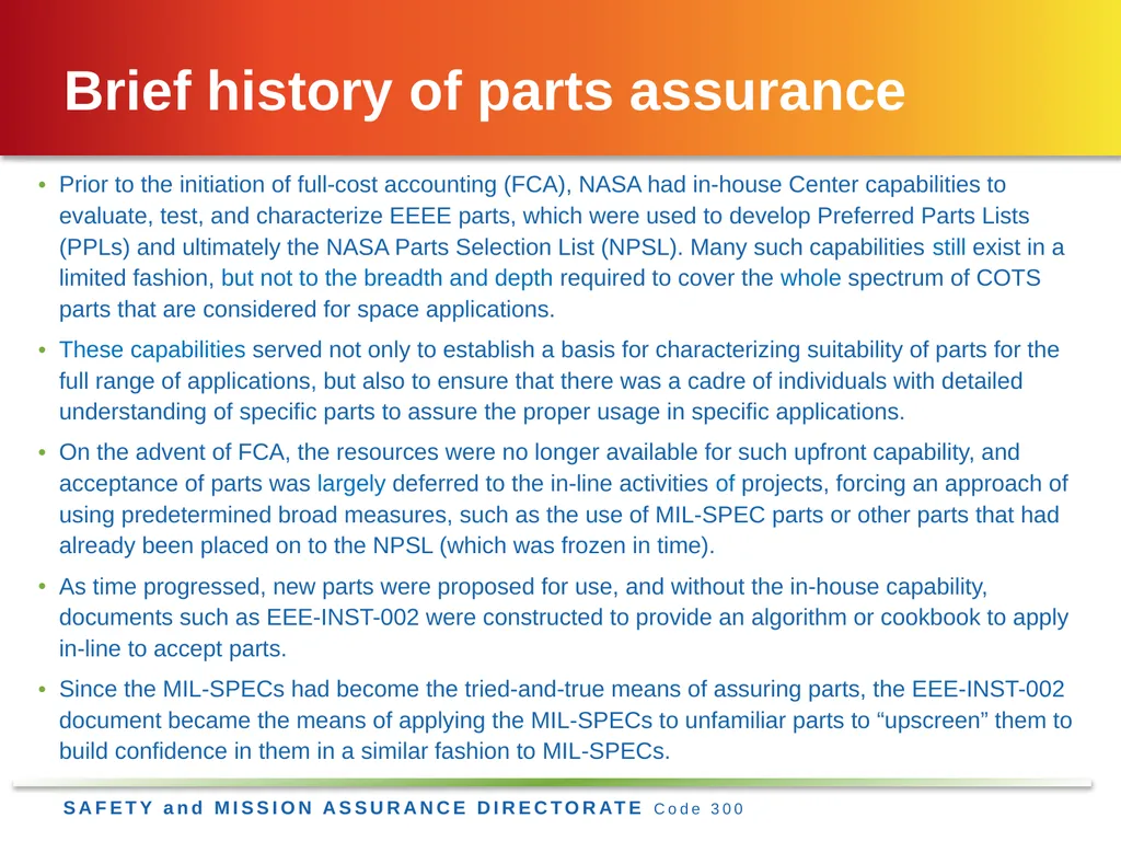Jesse Leitner, Chief SMA Engineer, NASA GSFC Jesse - slide 19 of 39