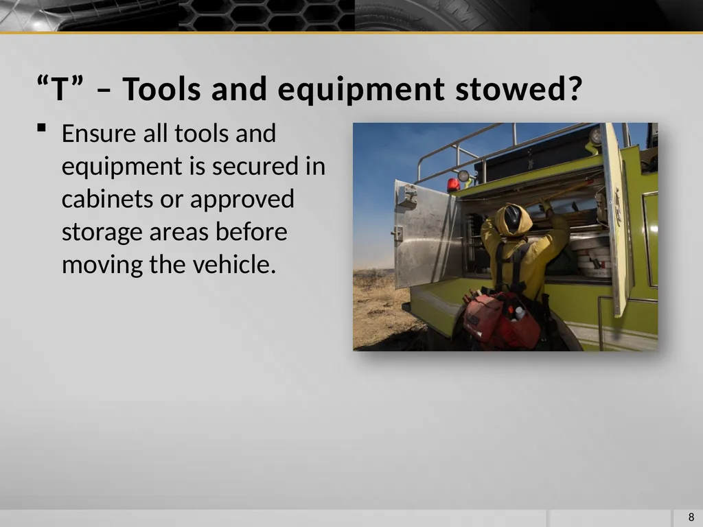 FIRE VEHICLE DRIVER ORIENTATION (BL-300) - slide 8 of 85