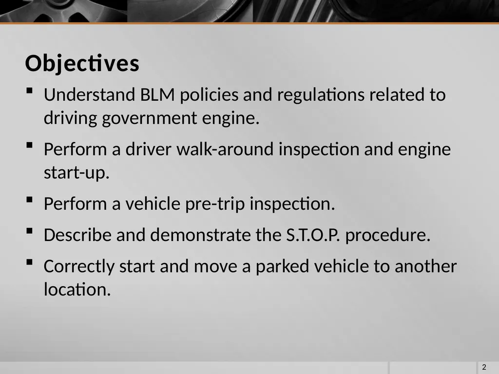 FIRE VEHICLE DRIVER ORIENTATION (BL-300) - slide 2 of 85