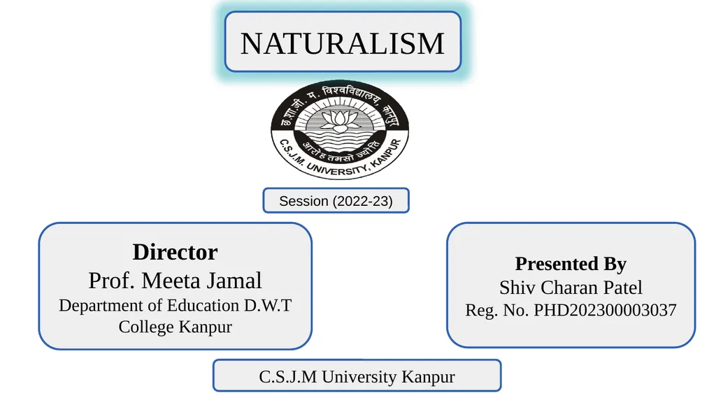 NATURALISM Session (2022-23) Presented By Shiv - slide 1 of 21