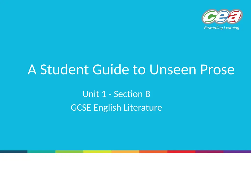 A Student Guide to Unseen Prose Unit 1 - Section - slide 1 of 11