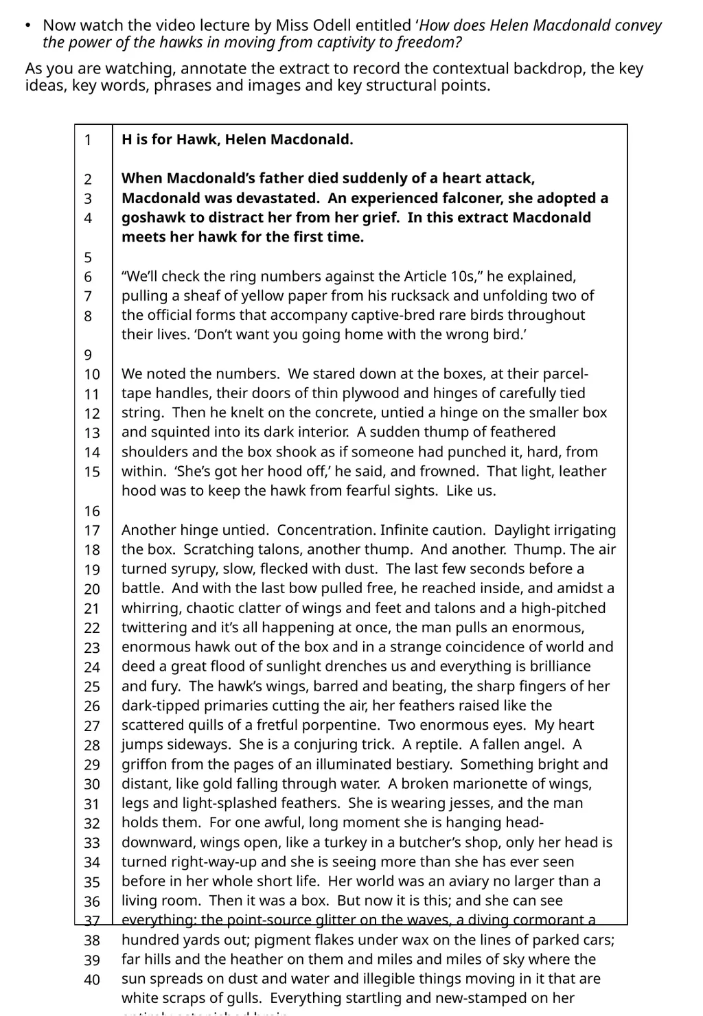 H is for Hawk by Helen Macdonald How does Helen - slide 4 of 5