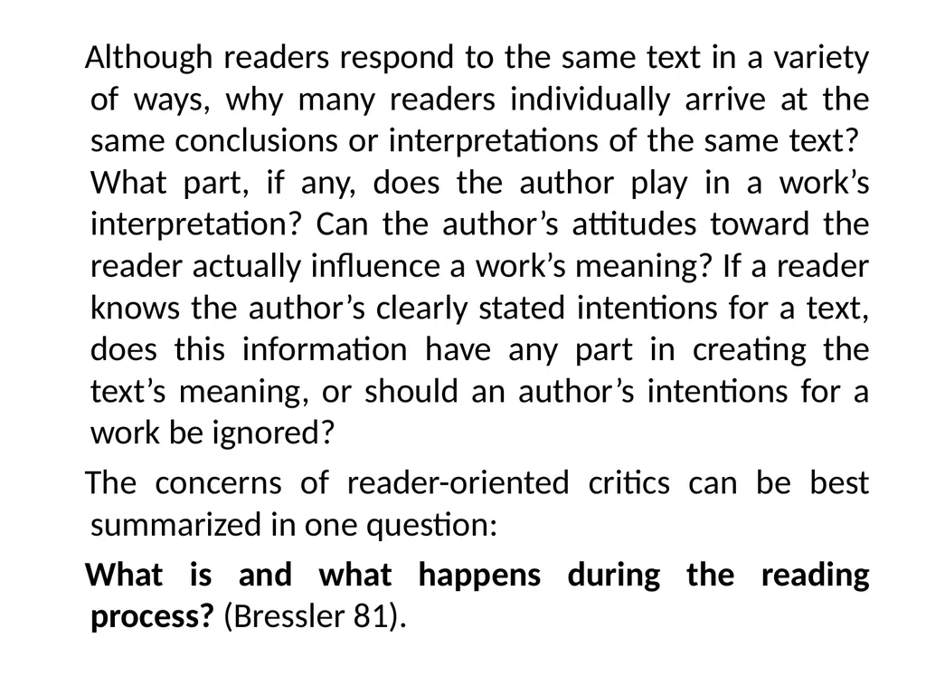 READER-RESPONSE CRITICISM Literary and Critical - slide 29 of 85