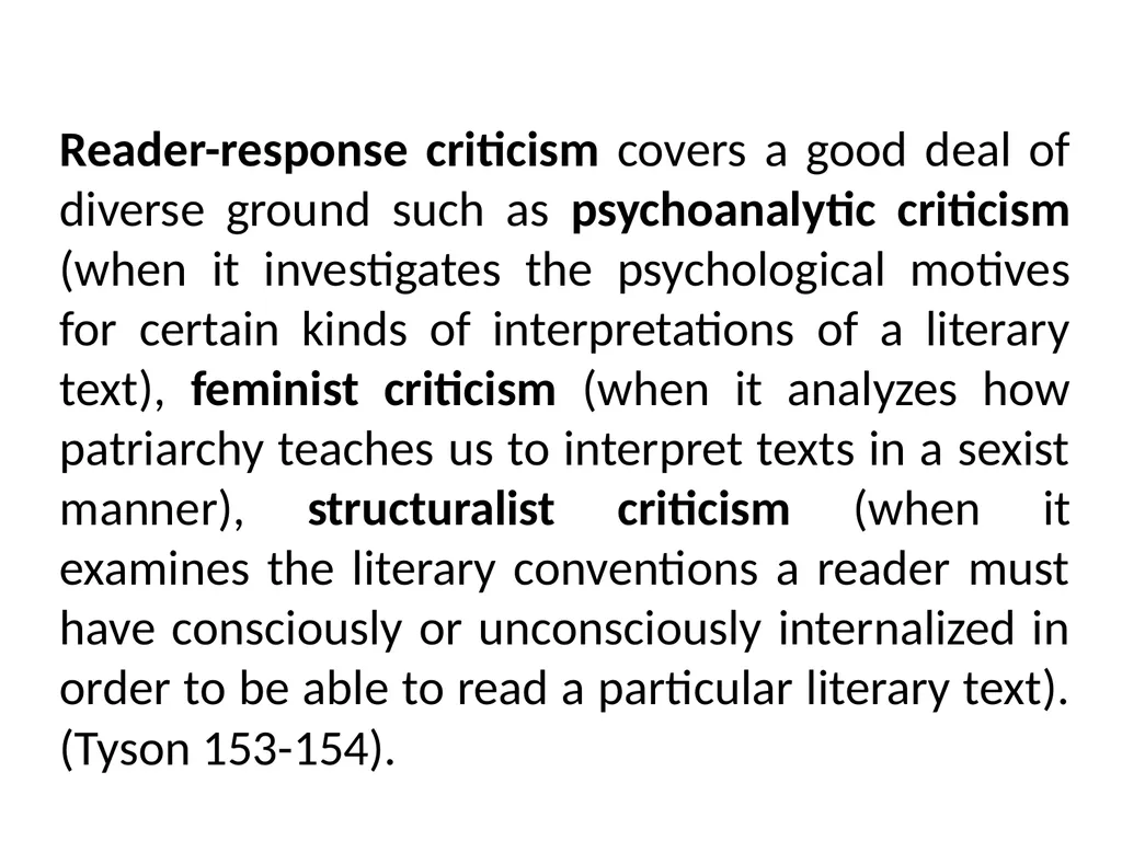 READER-RESPONSE CRITICISM Literary and Critical - slide 6 of 85