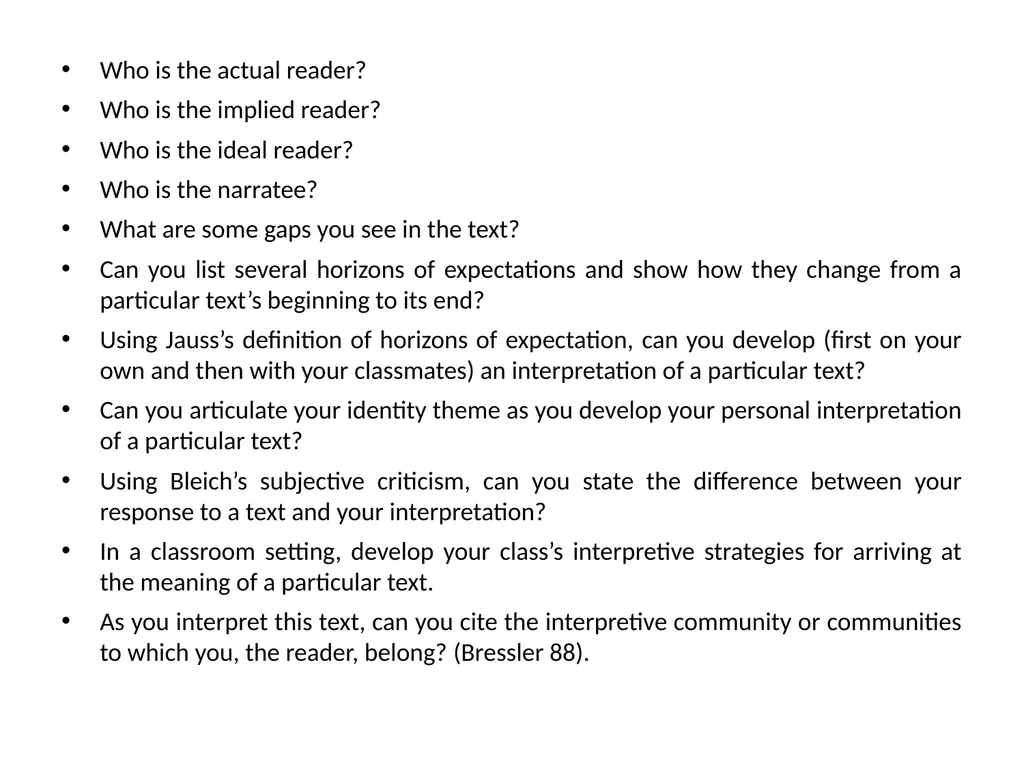 READER-RESPONSE CRITICISM Literary and Critical - slide 58 of 85