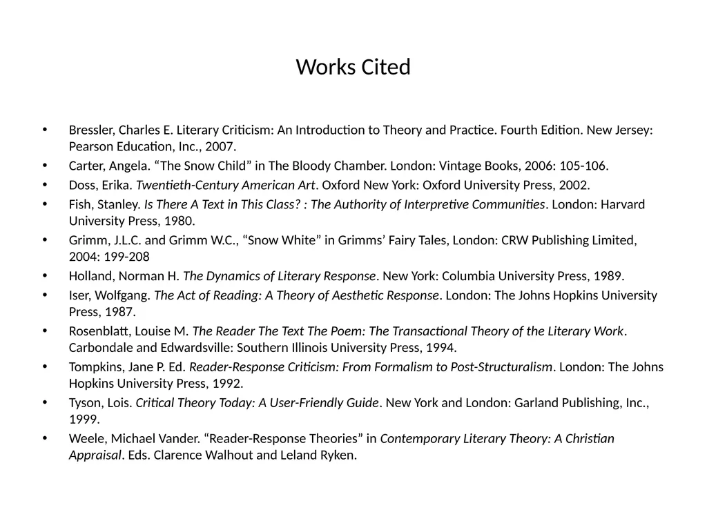 READER-RESPONSE CRITICISM Literary and Critical - slide 85 of 85