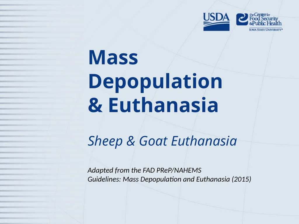Mass Depopulation & Euthanasia Sheep & Goat - slide 1 of 15