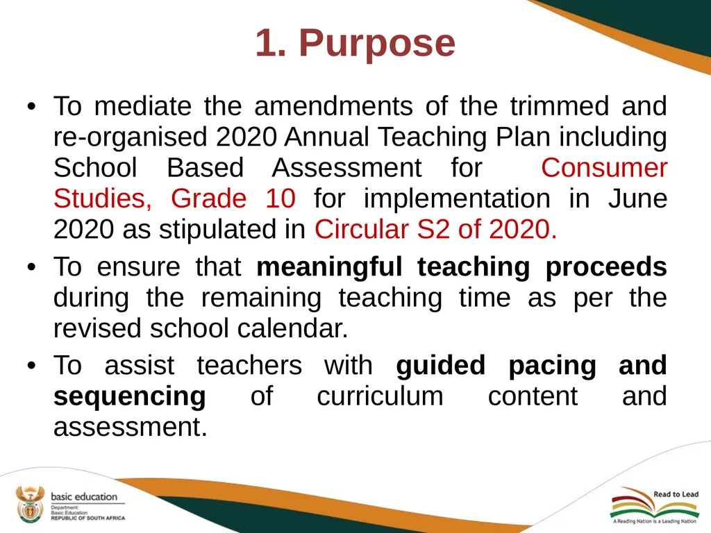 2020 REVISED CURRICULUM AND ASSESSMENT PLANS - slide 3 of 28