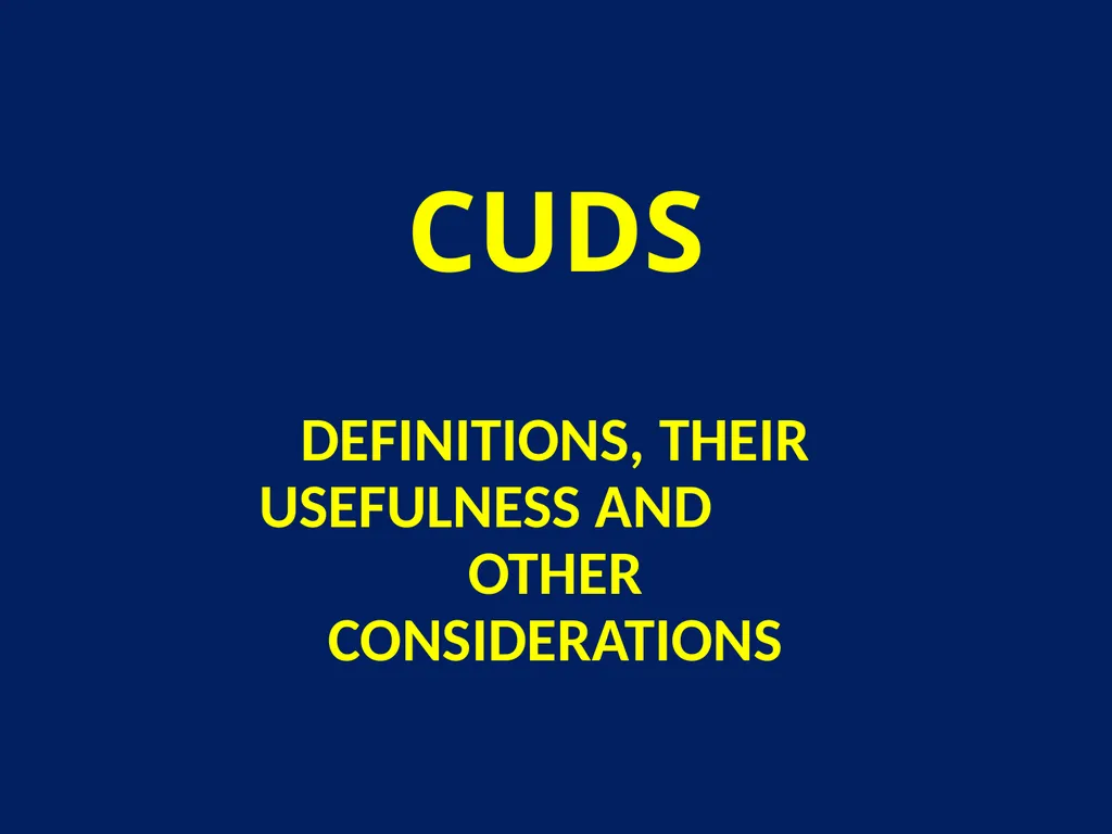 CUDS DEFINITIONS, THEIR USEFULNESS AND OTHER - slide 1 of 33