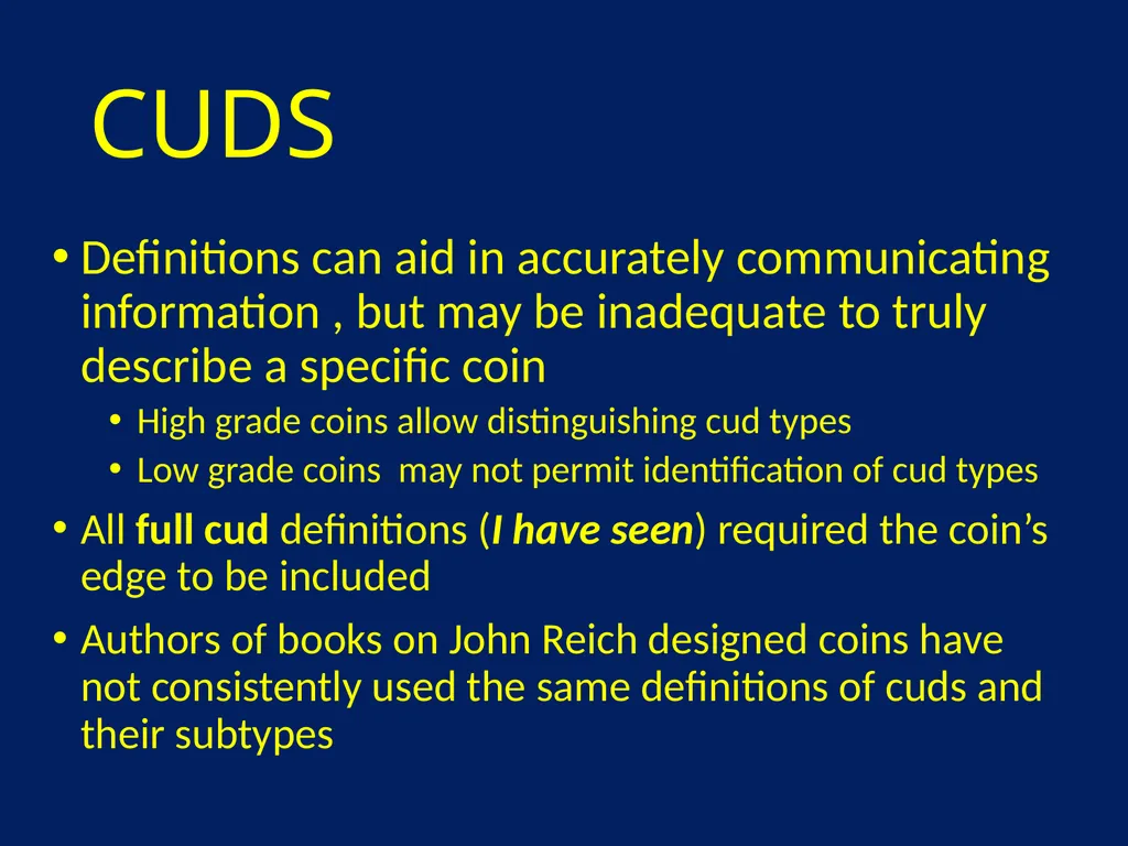 CUDS DEFINITIONS, THEIR USEFULNESS AND OTHER - slide 31 of 33