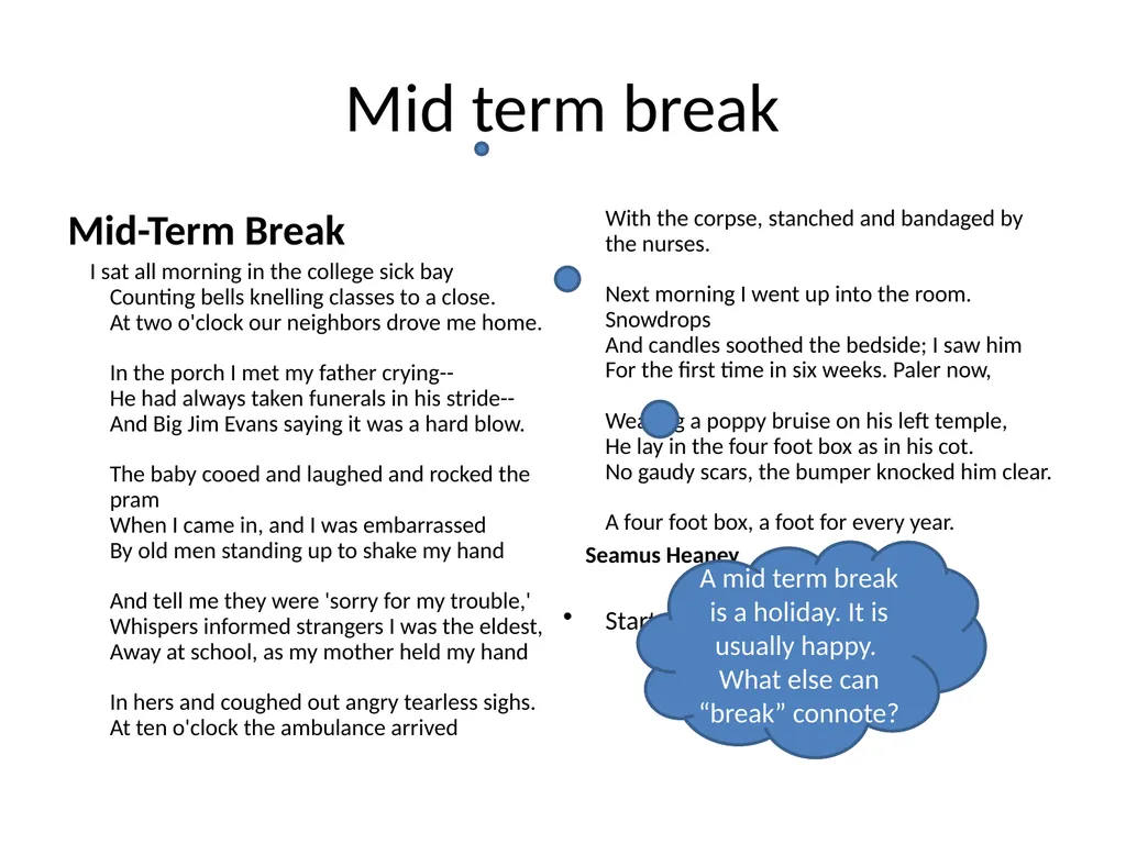 Unseen analysis: mid-term break Monday, 29 April - slide 2 of 7