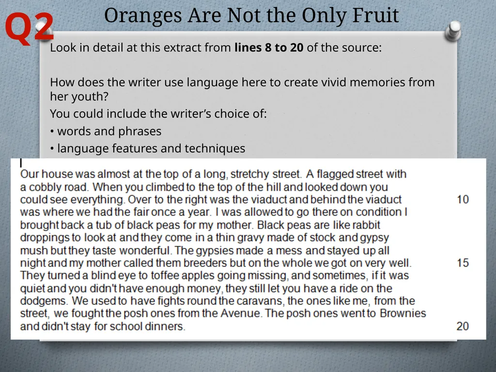 Question 2 Practice Language Paper 1 Section A - slide 5 of 6