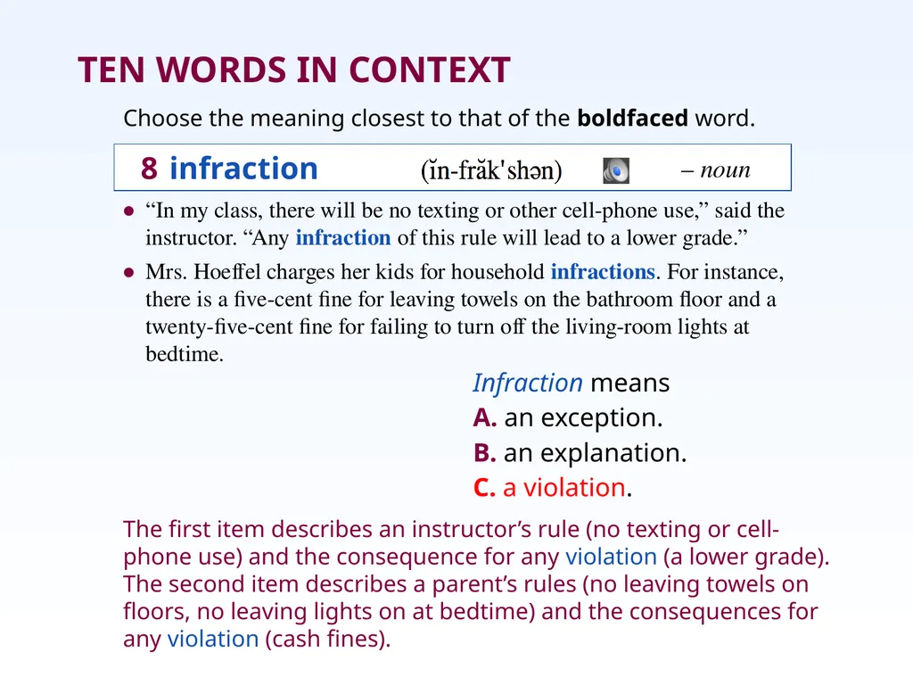 Unit Two: Chapter 9 • accolade • edifice • assuage - slide 17 of 21
