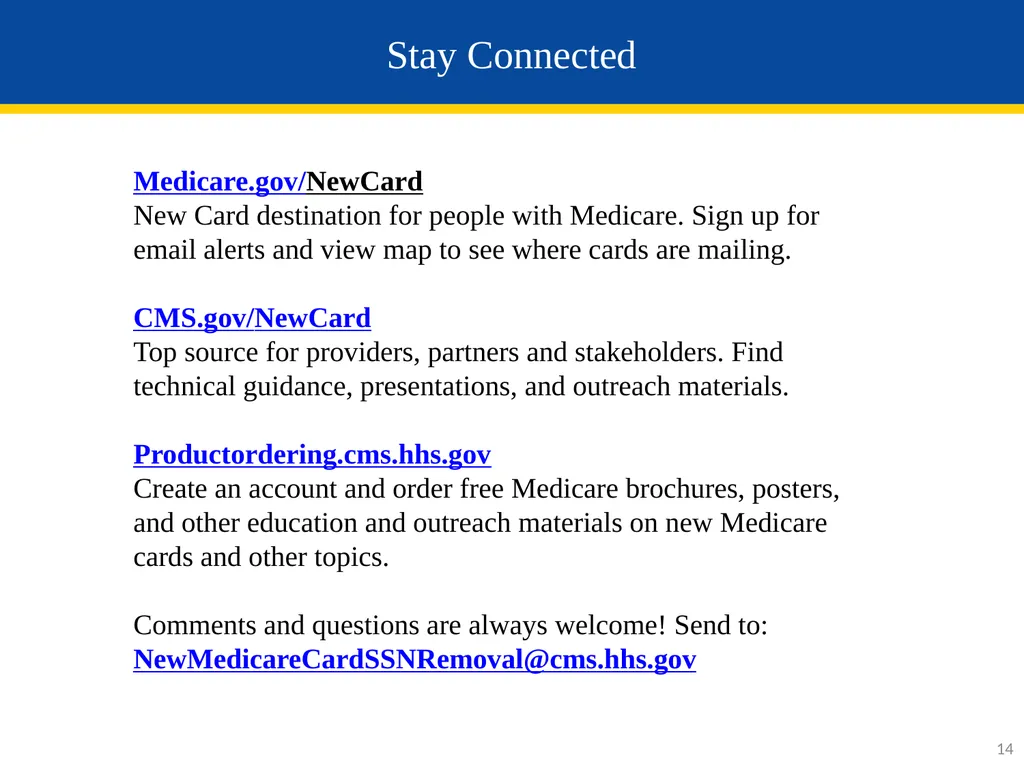 Information for Partners & Stakeholders May 2018 - slide 14 of 14